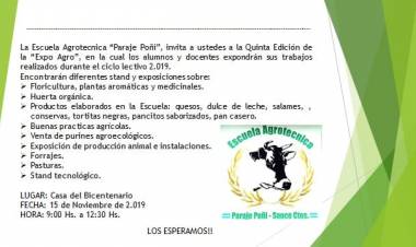 La Escuela Agrotecnica Paraje Poñi Y su 5ta. Edición de la “Expo Agro”,