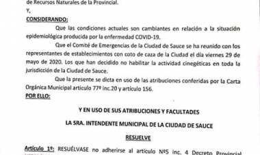 Sauce no permite actividades de caza.